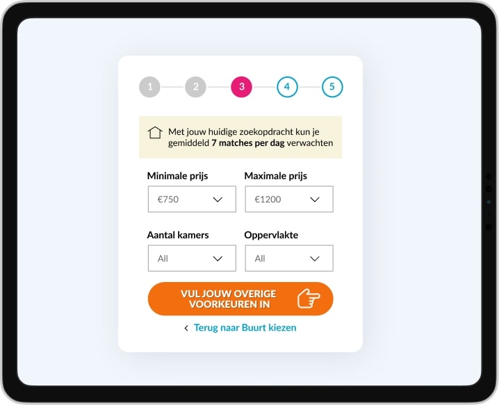 Tablet met Rentbird aanmeldformulier